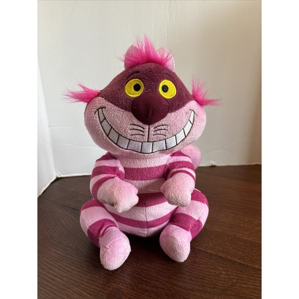 CHESHIRE CAT Disney Alice in Wonderland Sitting 9" Smiling PLUSH Pink Purple